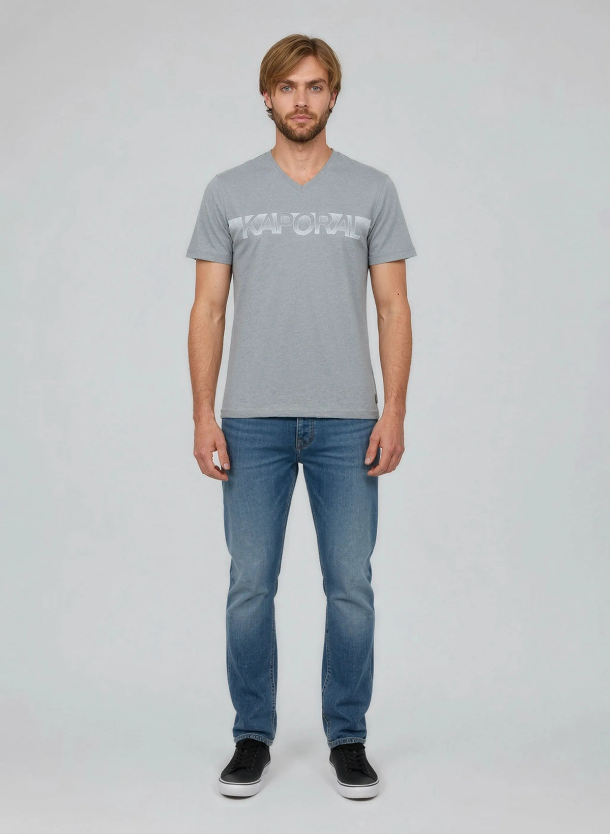 BART slim heather grey stretch cotton short-sleeved T-shirt