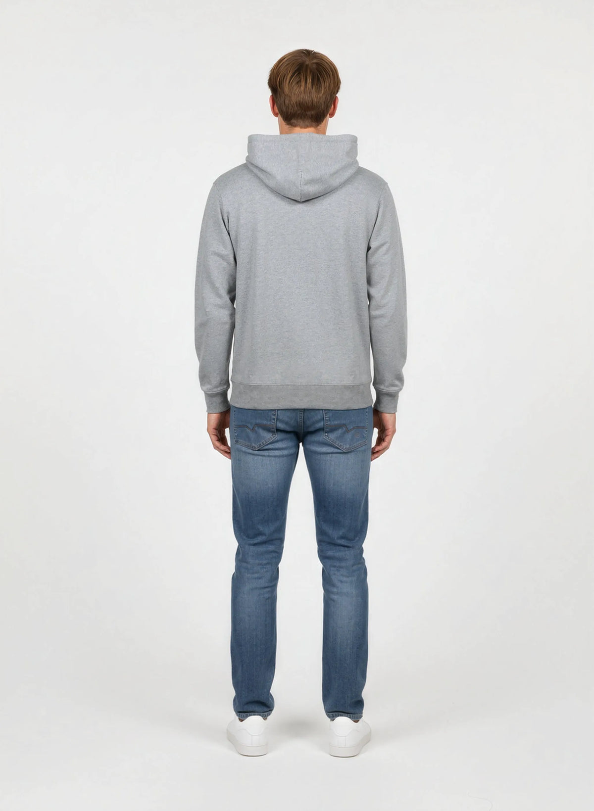 BENJY regular heather grey cotton polyester hooded sweatshirt