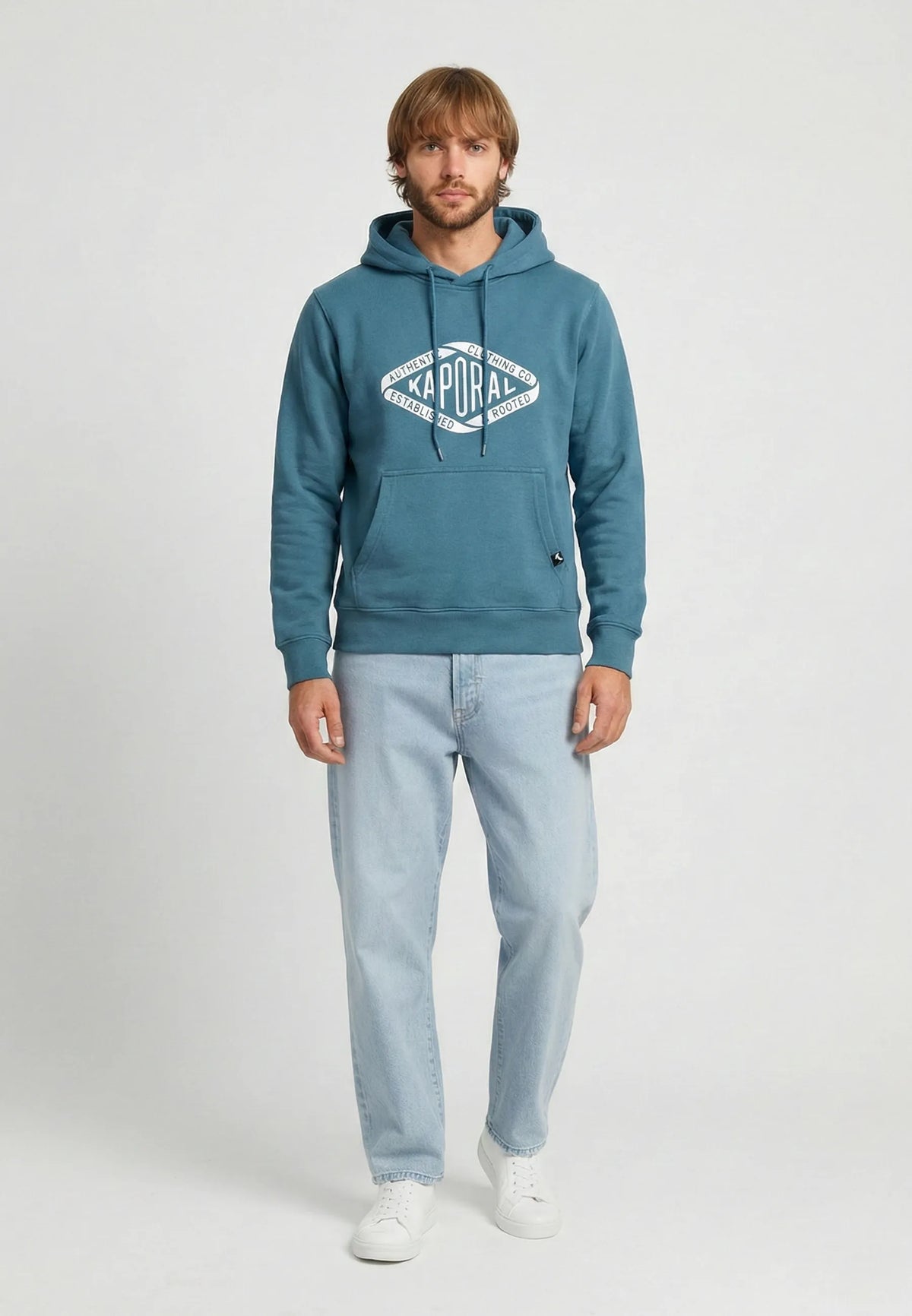BENNI regular bright blue cotton polyester hooded sweatshirt