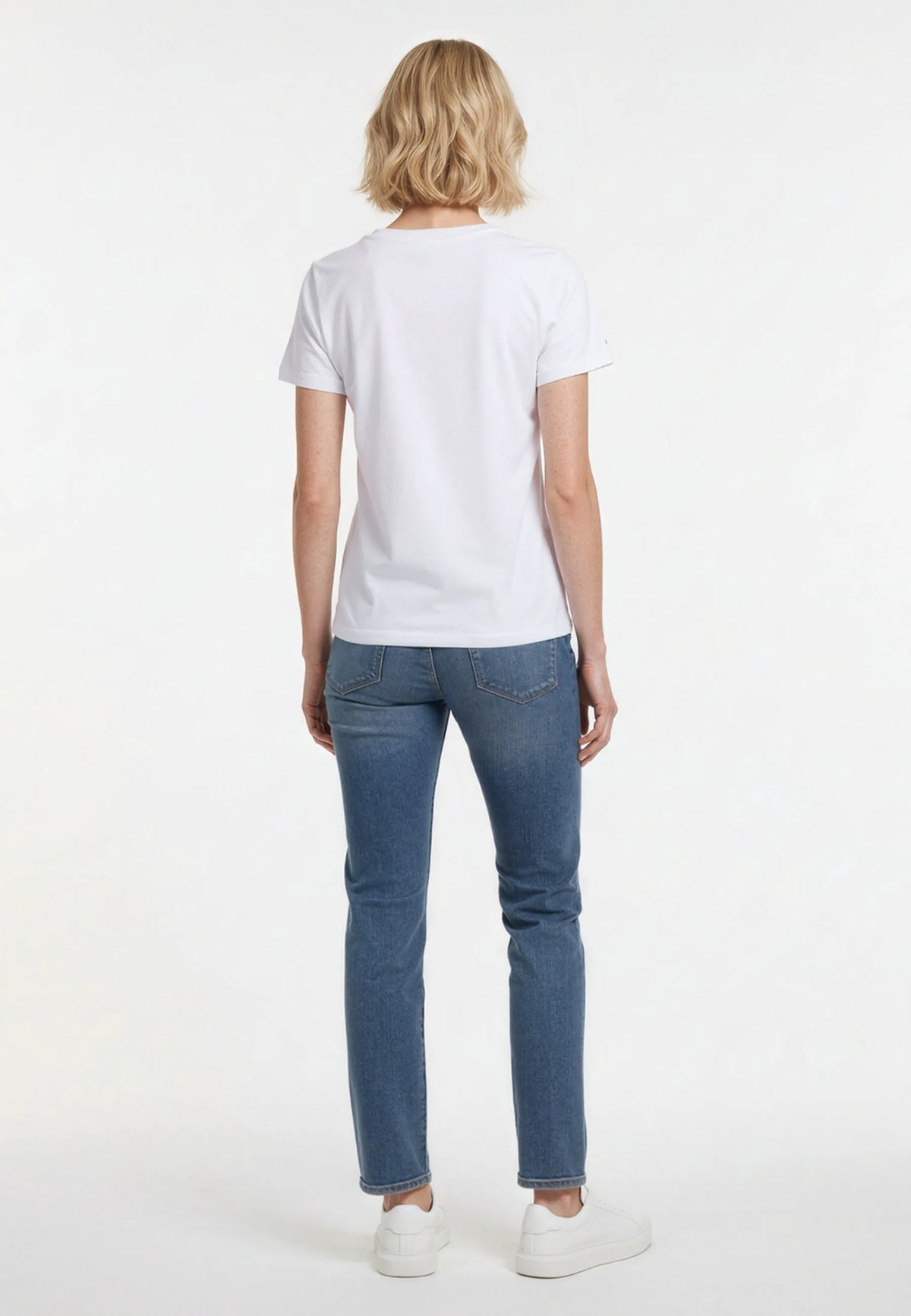 ENDA white stretch cotton slim short-sleeve T-shirt