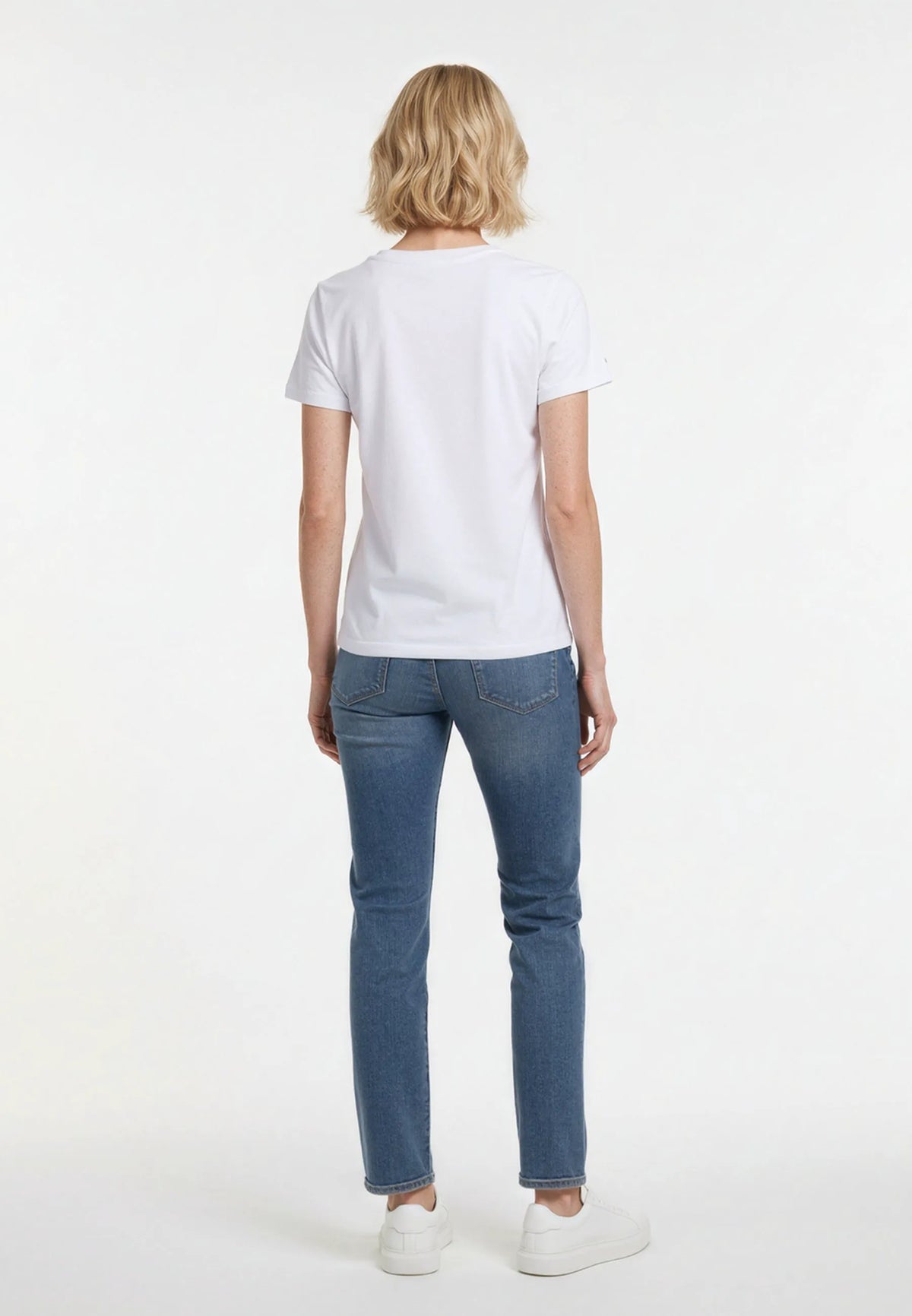 JASIC white stretch cotton slim short-sleeve T-shirt