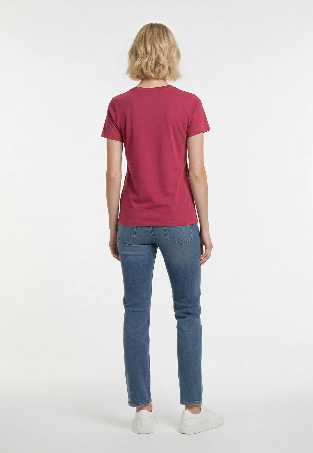 T-shirt short sleeves slim red cotton stretch SELOR