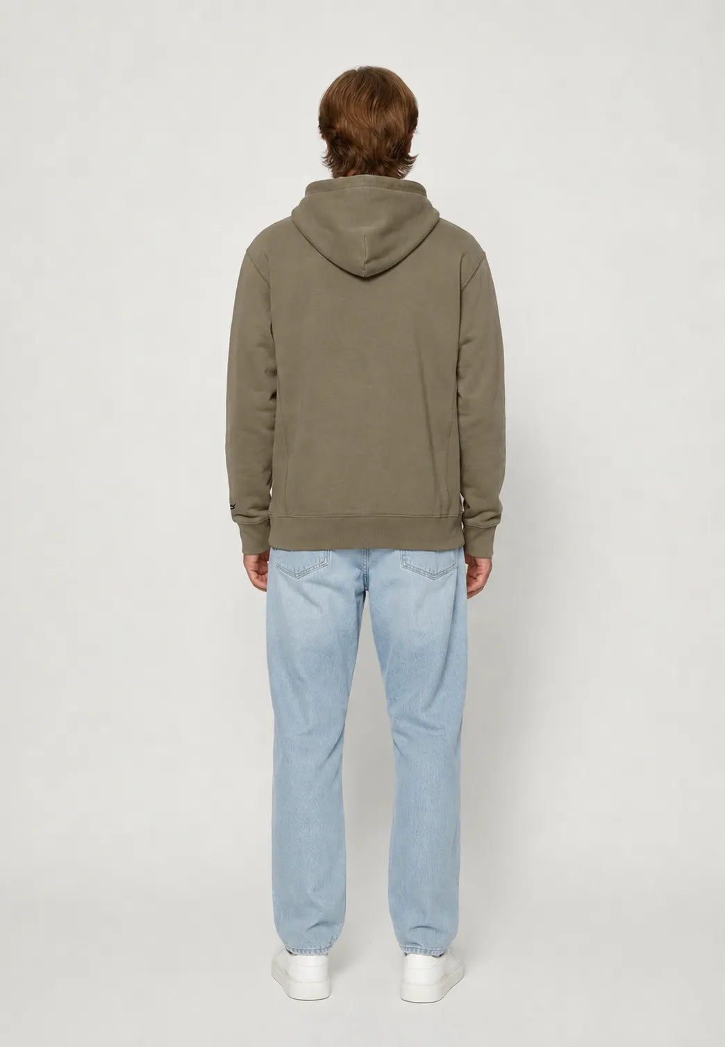 POWEL khaki cotton polyester regular hooded sweatshirt