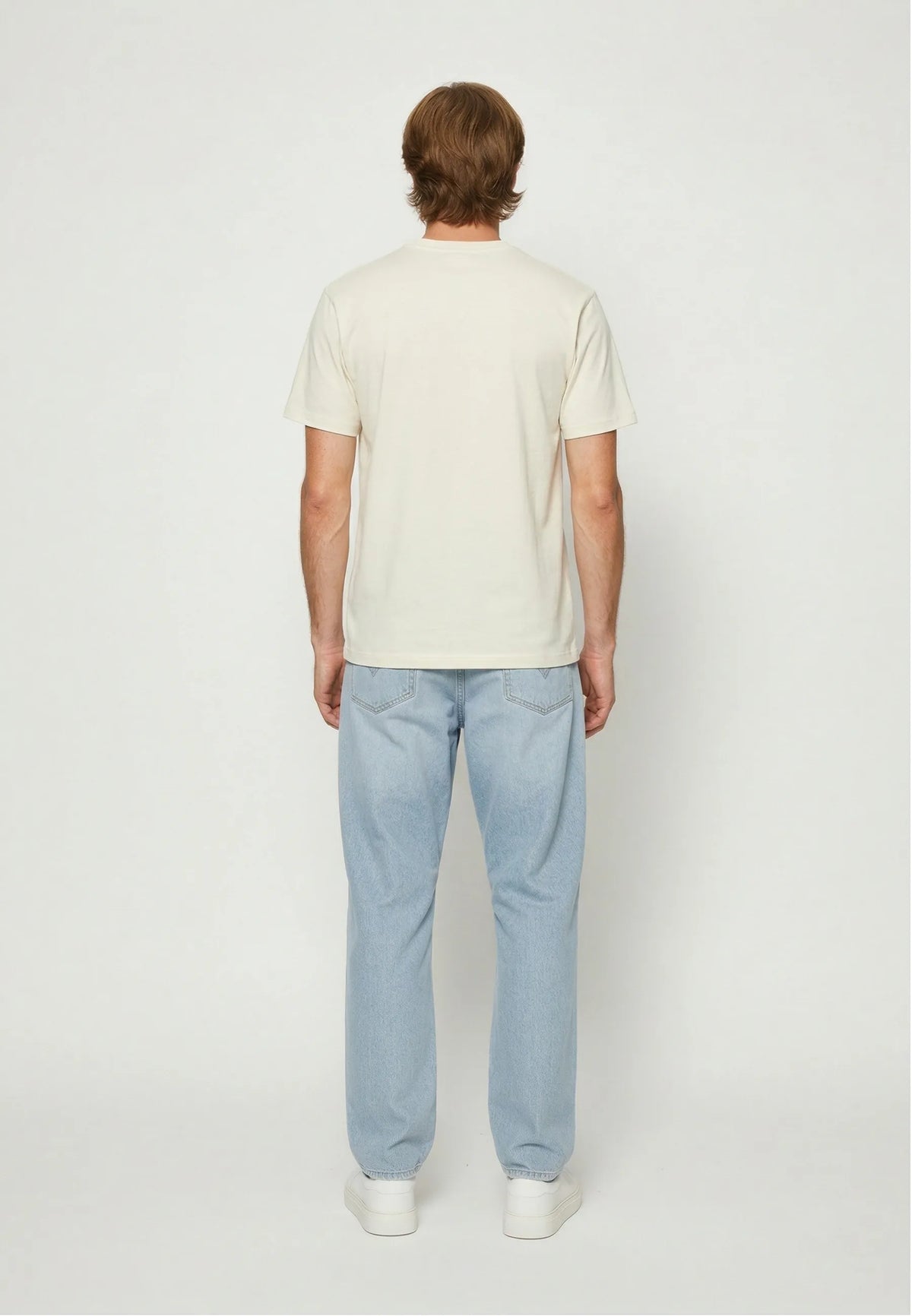 RALY white stretch cotton slim short-sleeved T-shirt