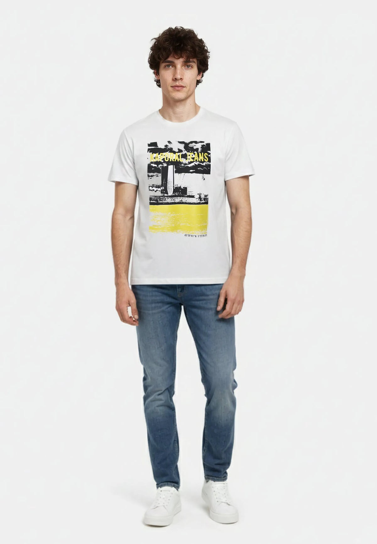DOCK white cotton regular short-sleeve T-shirt