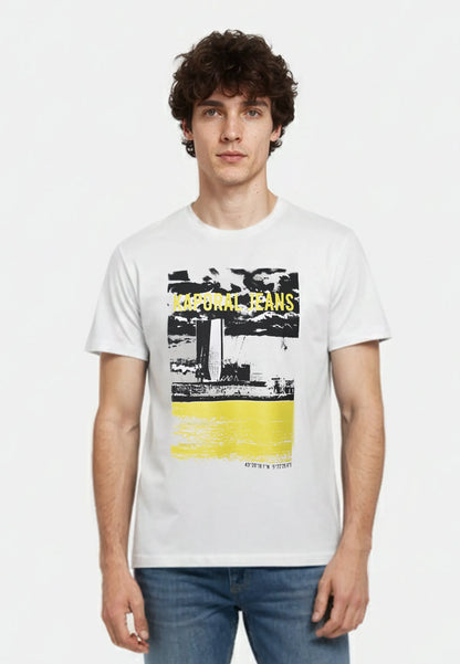 DOCK white cotton regular short-sleeve T-shirt