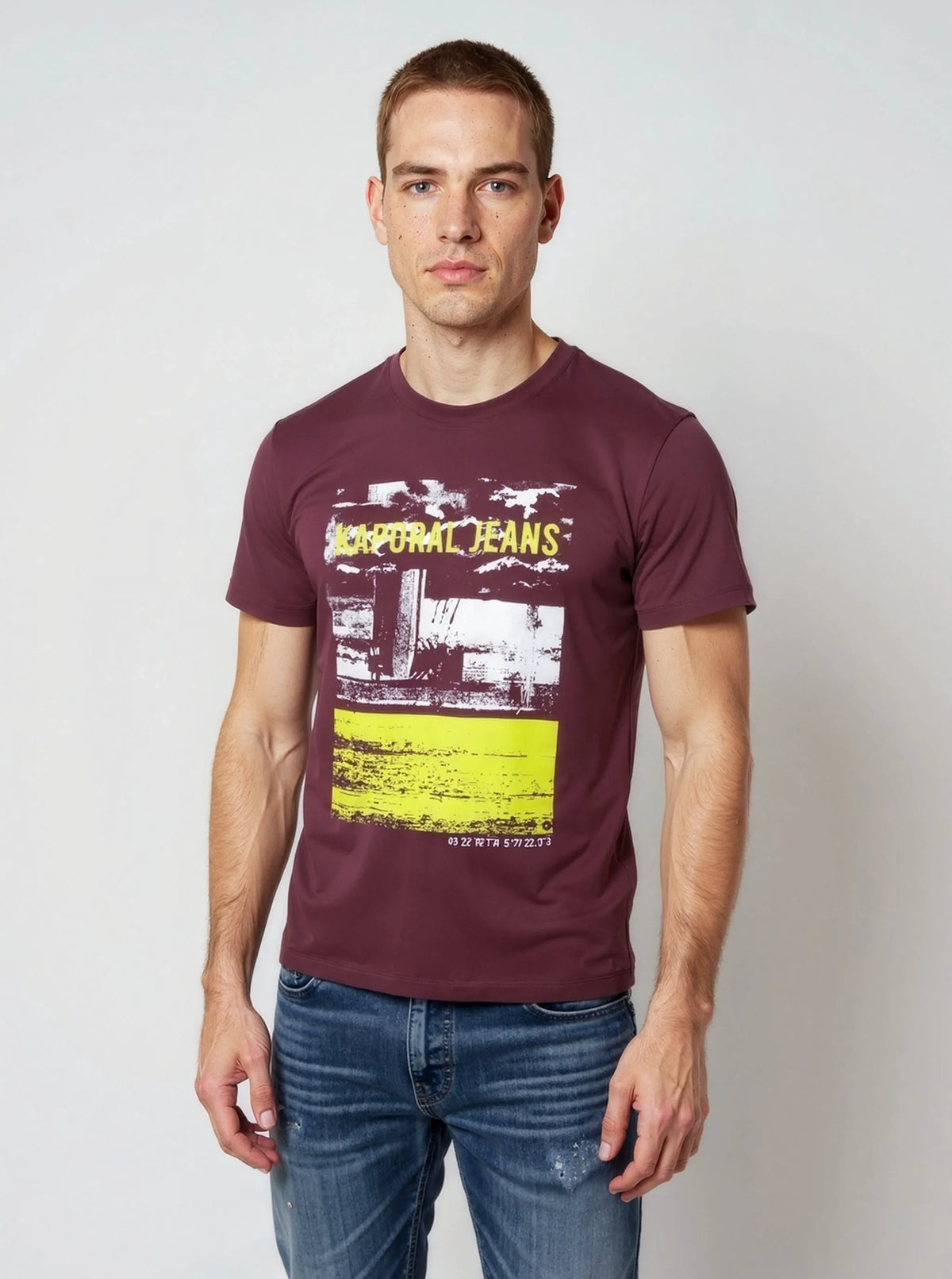 DOCK regular short-sleeve T-shirt burgundy cotton