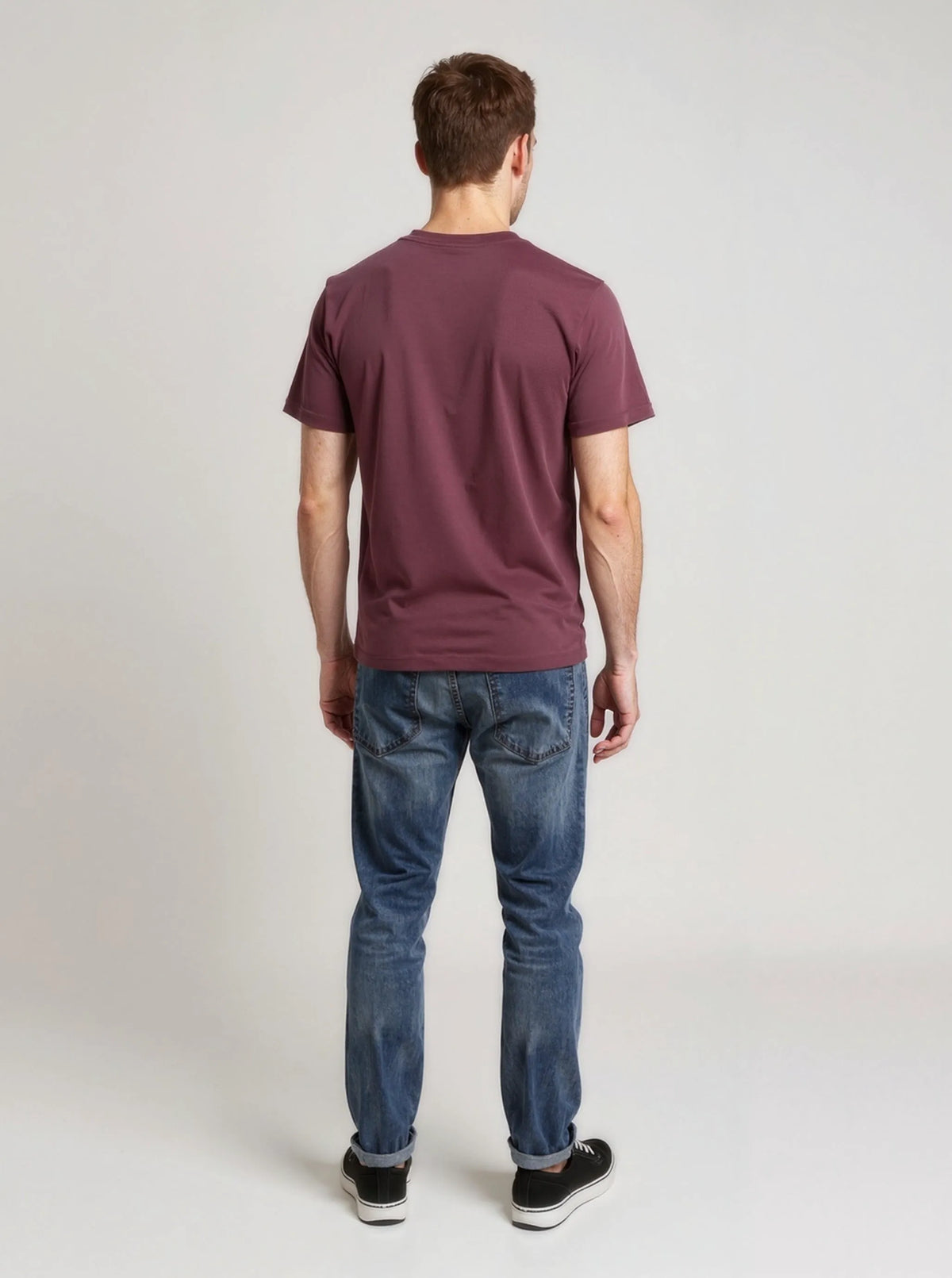 DOCK regular short-sleeve T-shirt burgundy cotton