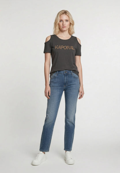 ANAIG black stretch cotton slim short-sleeve T-shirt