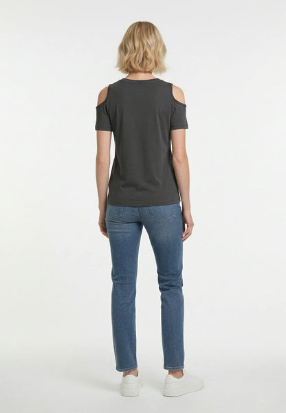 ANAIG black stretch cotton slim short-sleeve T-shirt