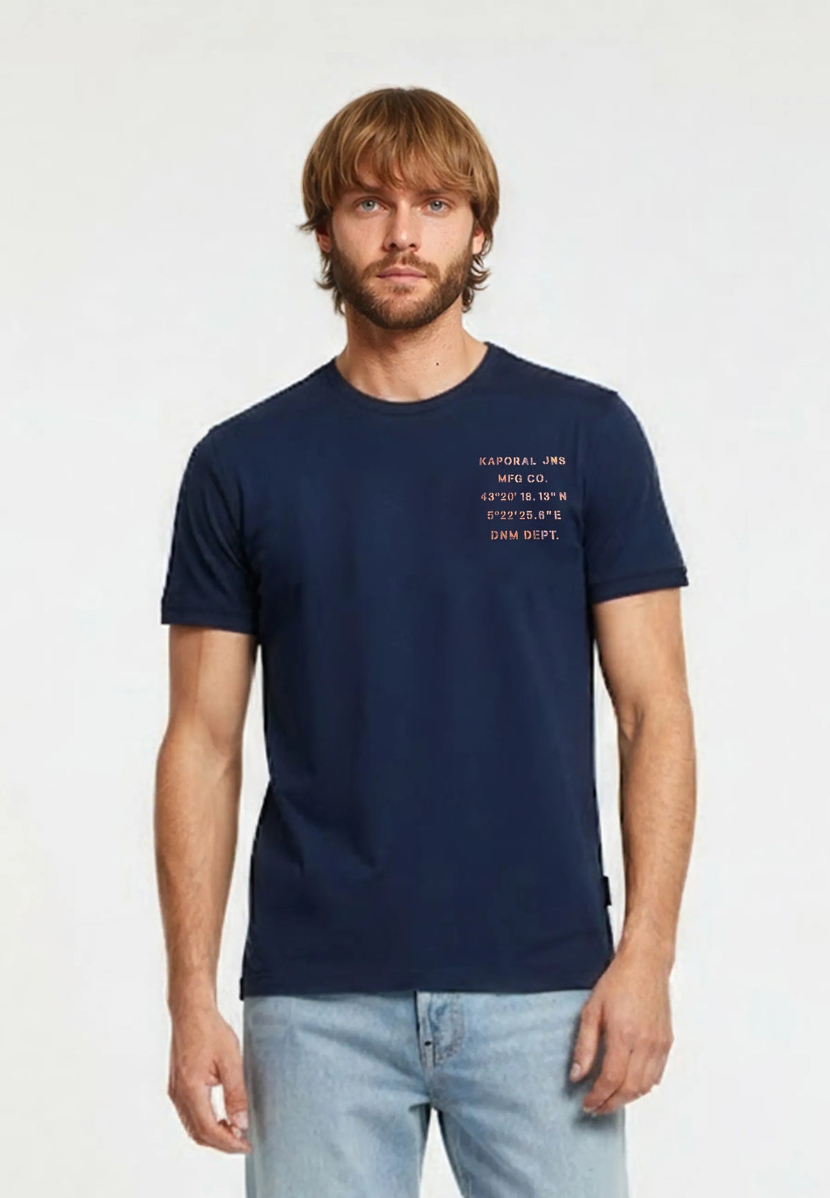 T-shirt manches courtes regular bleu marine coton BARK
