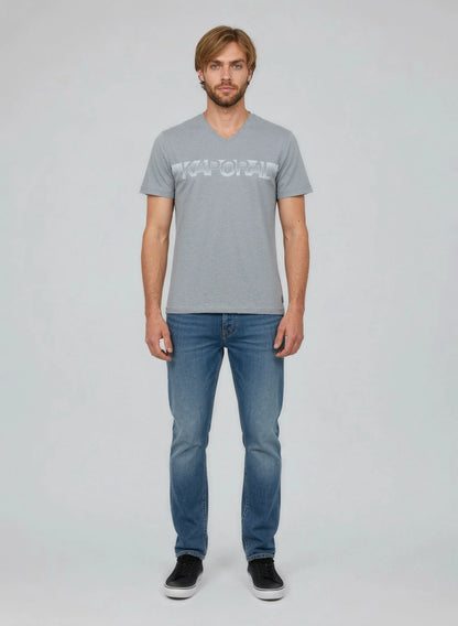 BART slim heather grey stretch cotton short-sleeved T-shirt