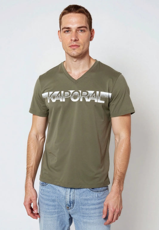 T-shirt short sleeves slim khaki cotton stretch BART