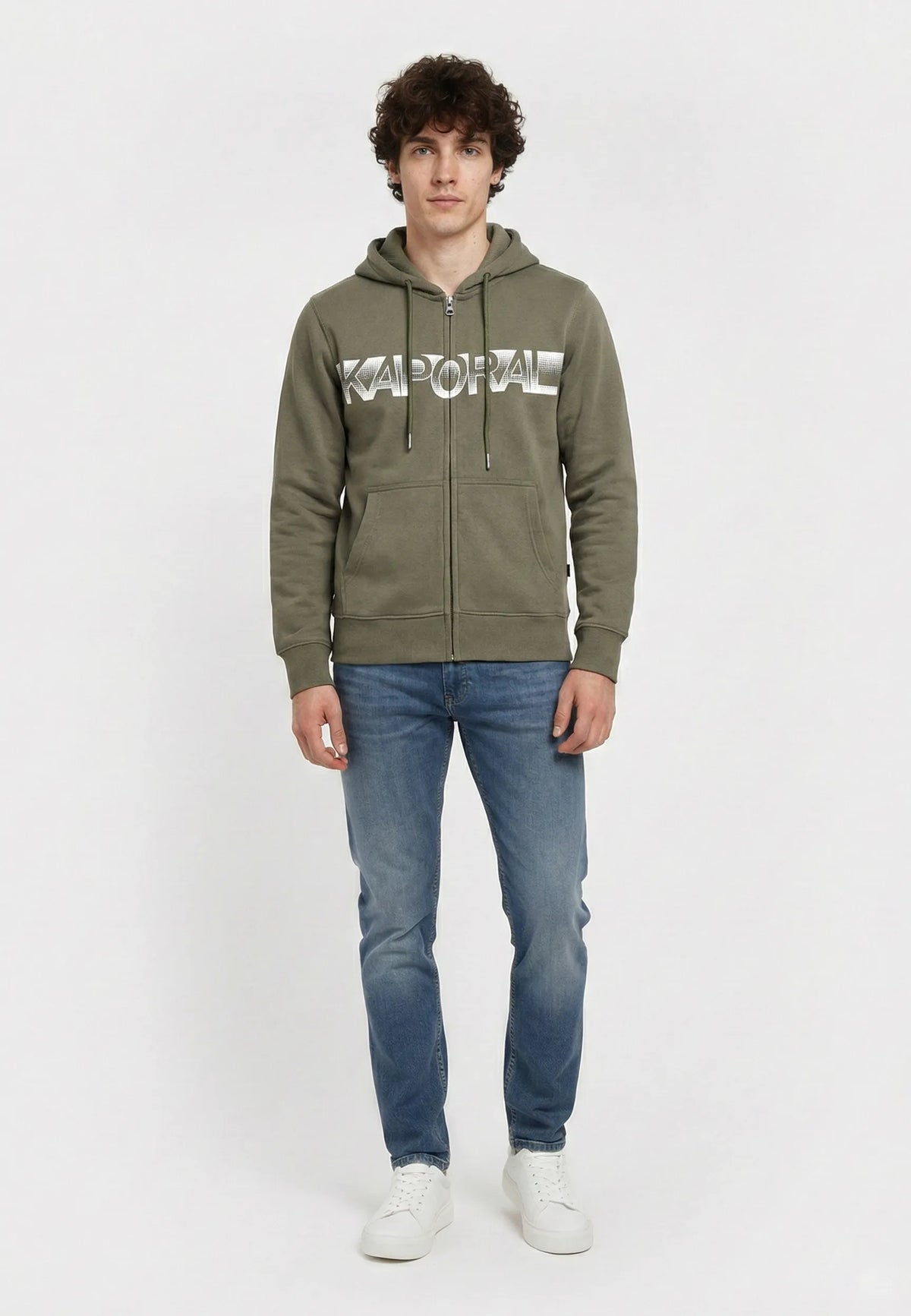 Sweat à capuche regular khaki coton polyester BARTO