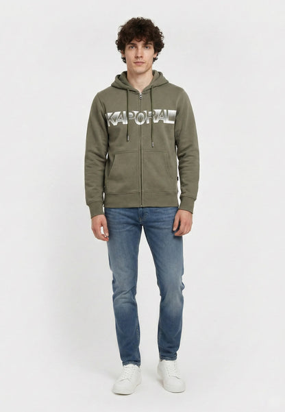 Sweat à capuche regular khaki coton polyester BARTO
