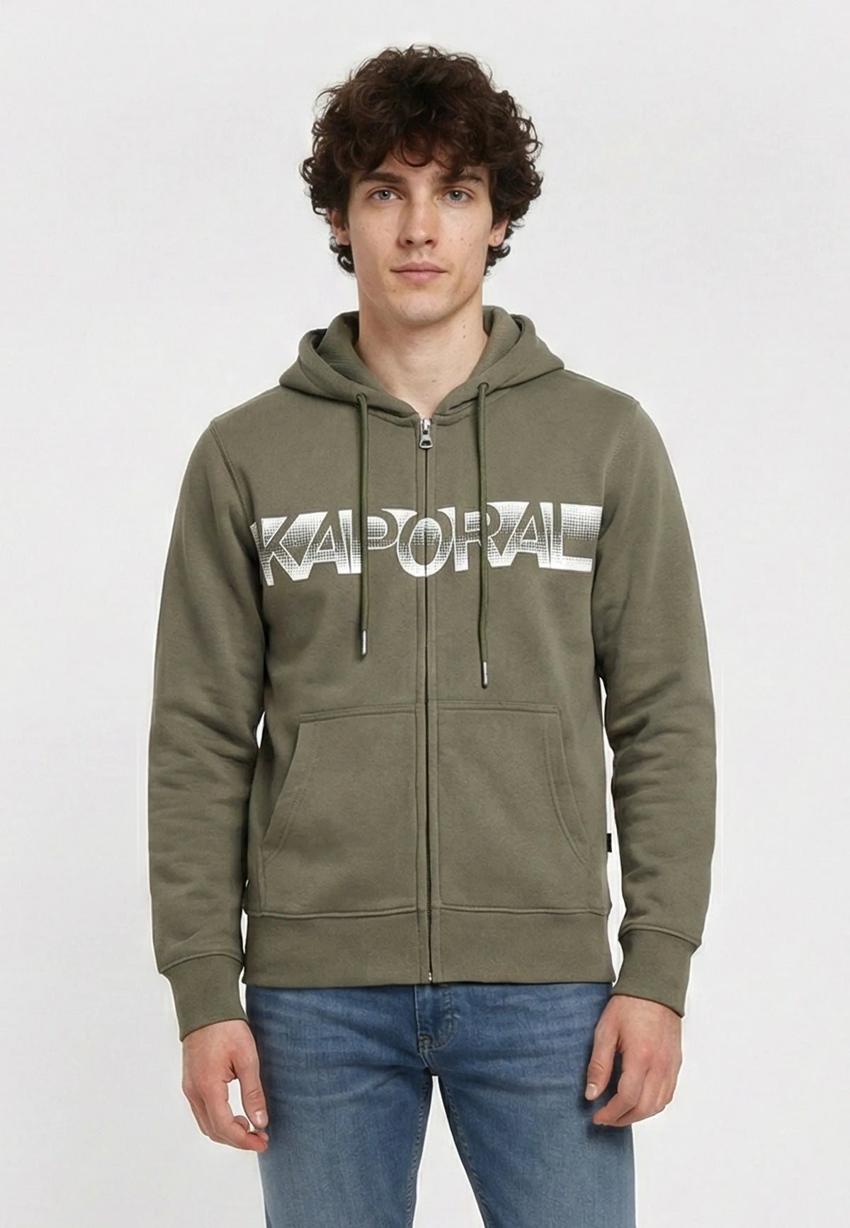 Sweat à capuche regular khaki coton polyester BARTO