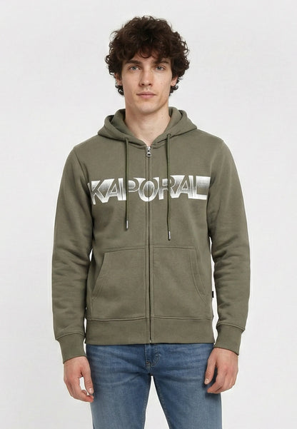 Sweat à capuche regular khaki coton polyester BARTO