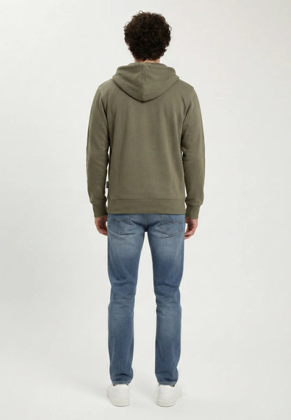 Sweat à capuche regular khaki coton polyester BARTO