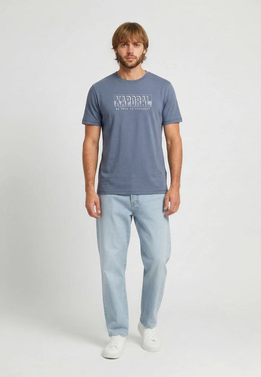 BAZZI rustic blue cotton regular short-sleeve T-shirt