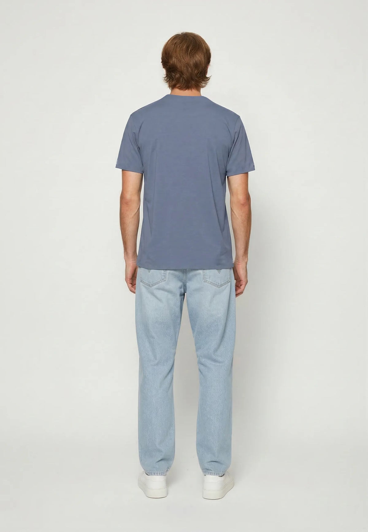 BAZZI rustic blue cotton regular short-sleeve T-shirt
