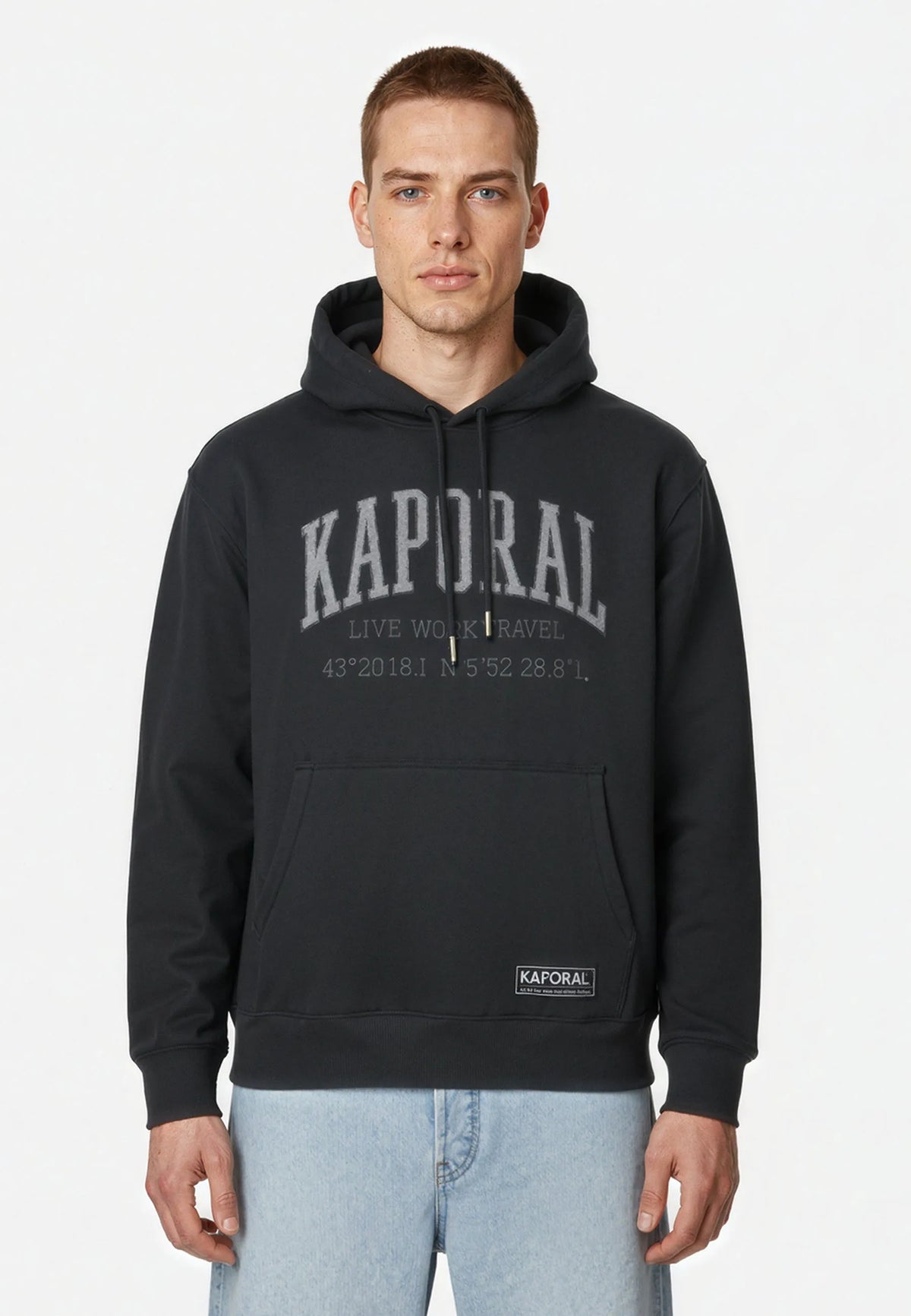 Hooded sweatshirt regular black cotton polyester BENJY