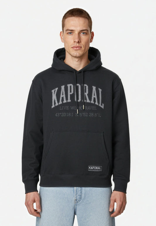 Hooded sweatshirt regular black cotton polyester BENJY
