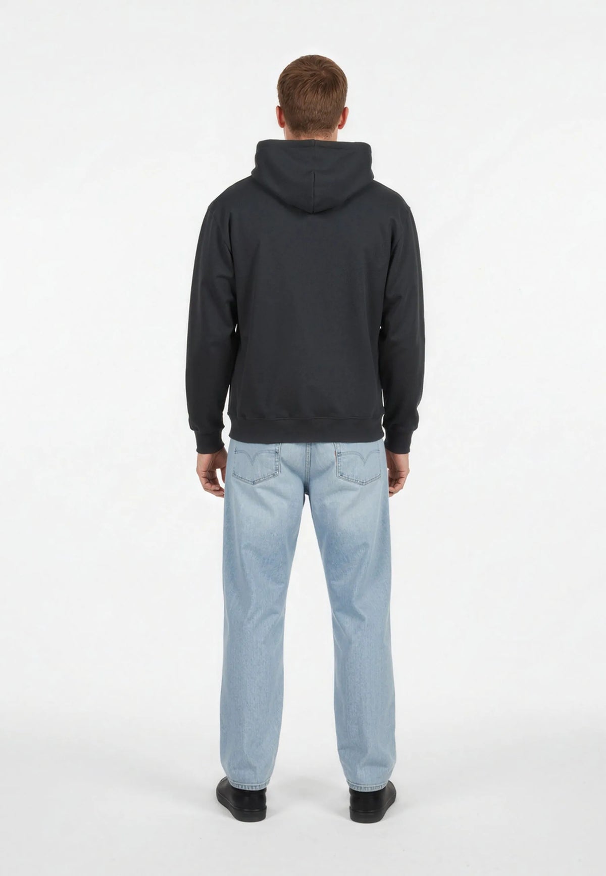 Hooded sweatshirt regular black cotton polyester BENJY