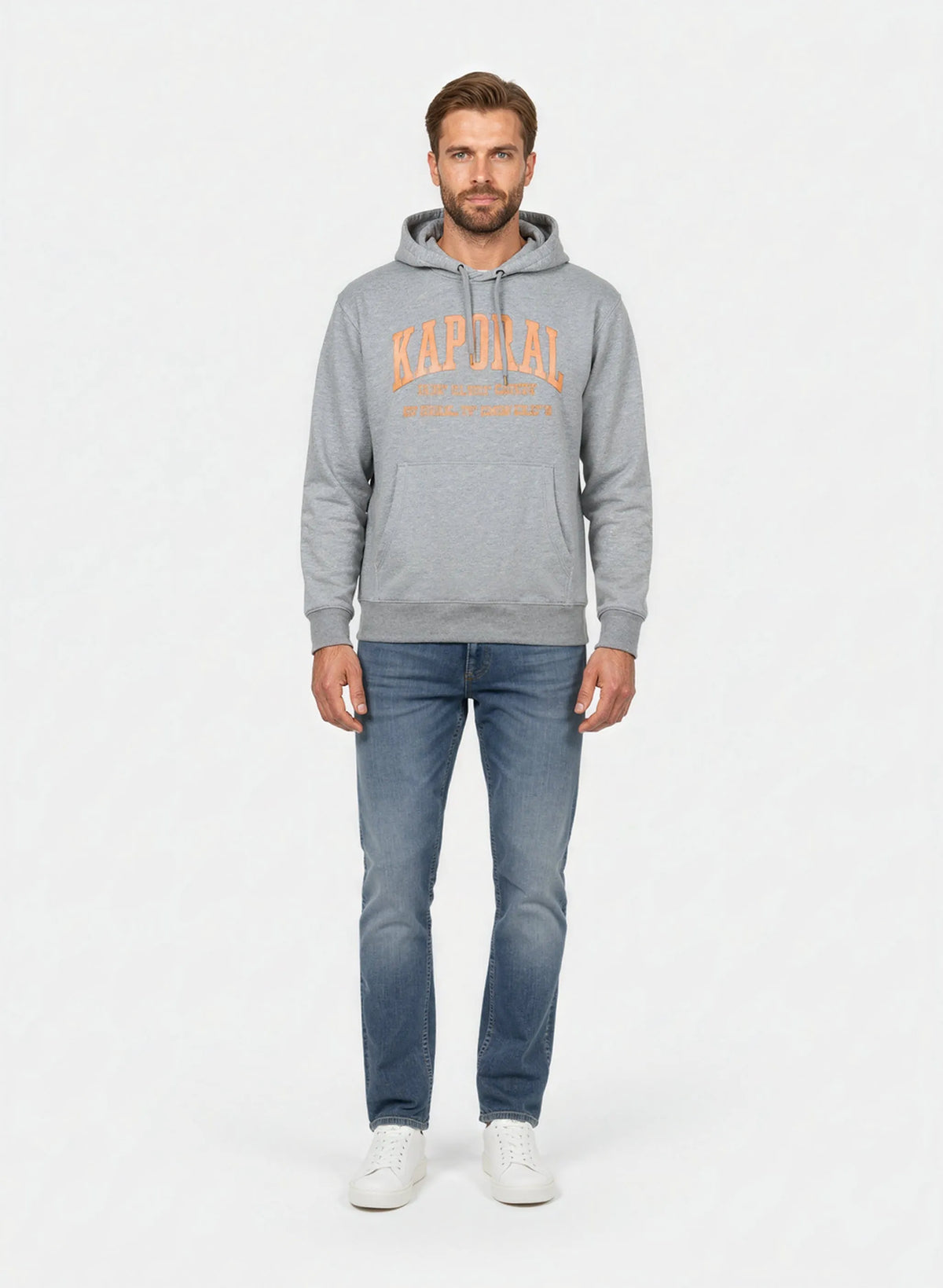 BENJY regular heather grey cotton polyester hooded sweatshirt
