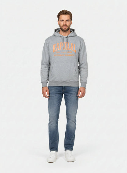 BENJY regular heather grey cotton polyester hooded sweatshirt