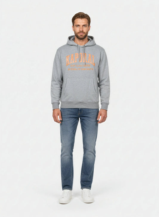BENJY regular heather grey cotton polyester hooded sweatshirt