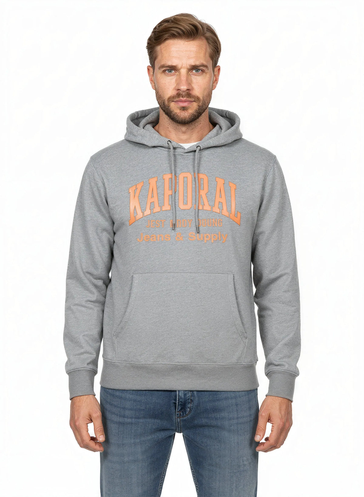 BENJY regular heather grey cotton polyester hooded sweatshirt