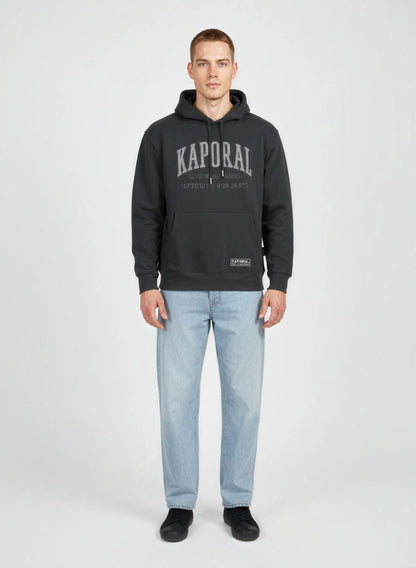Hooded sweatshirt regular black cotton polyester BENJY