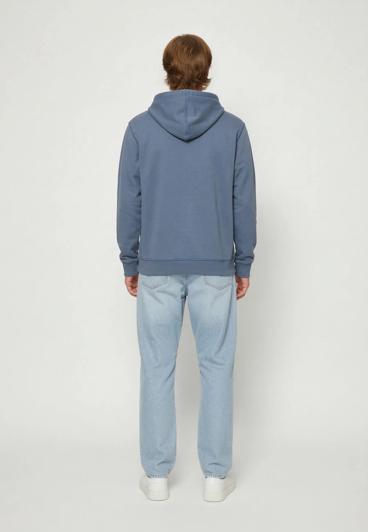 BENNI regular washed blue cotton polyester hooded sweatshirt
