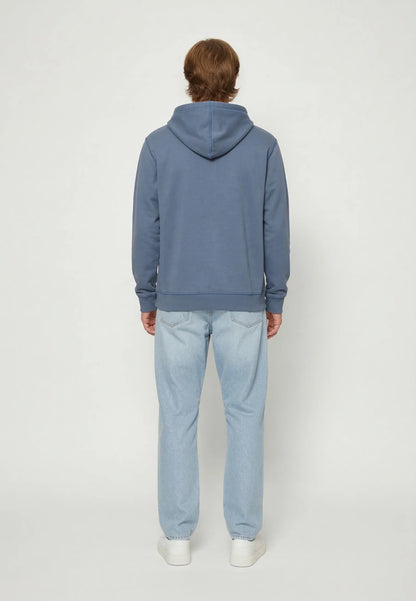 BENNI regular washed blue cotton polyester hooded sweatshirt