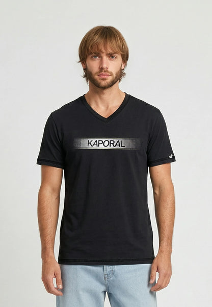 BRAD black stretch cotton slim short-sleeve T-shirt