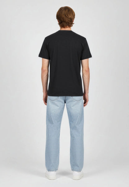 BRAD black stretch cotton slim short-sleeve T-shirt