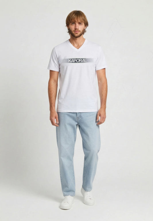 BRAD slim white stretch cotton short-sleeved T-shirt