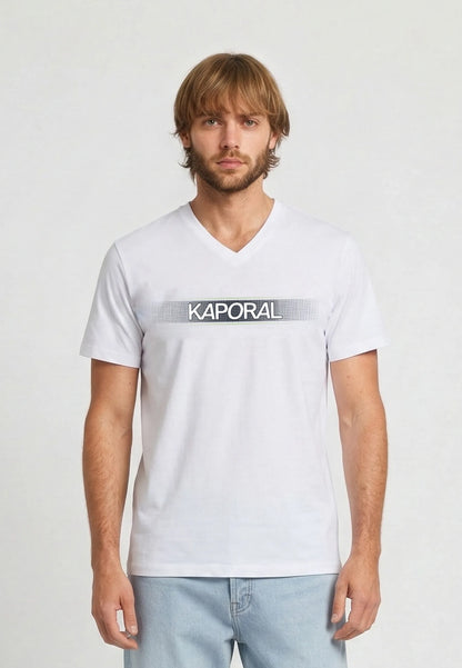 BRAD slim white stretch cotton short-sleeved T-shirt