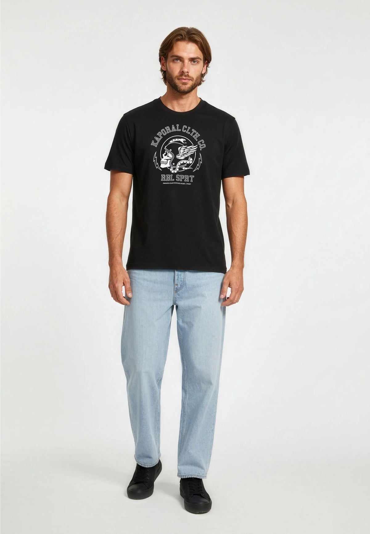 CONOR black cotton regular short-sleeve T-shirt