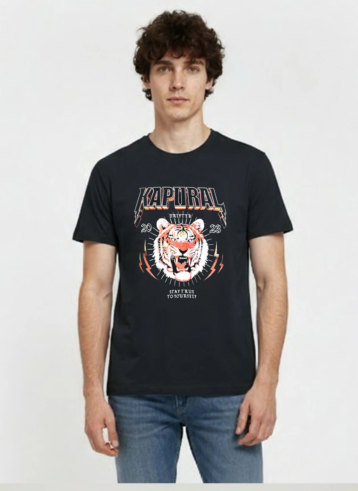 COSTO black cotton regular short-sleeve T-shirt