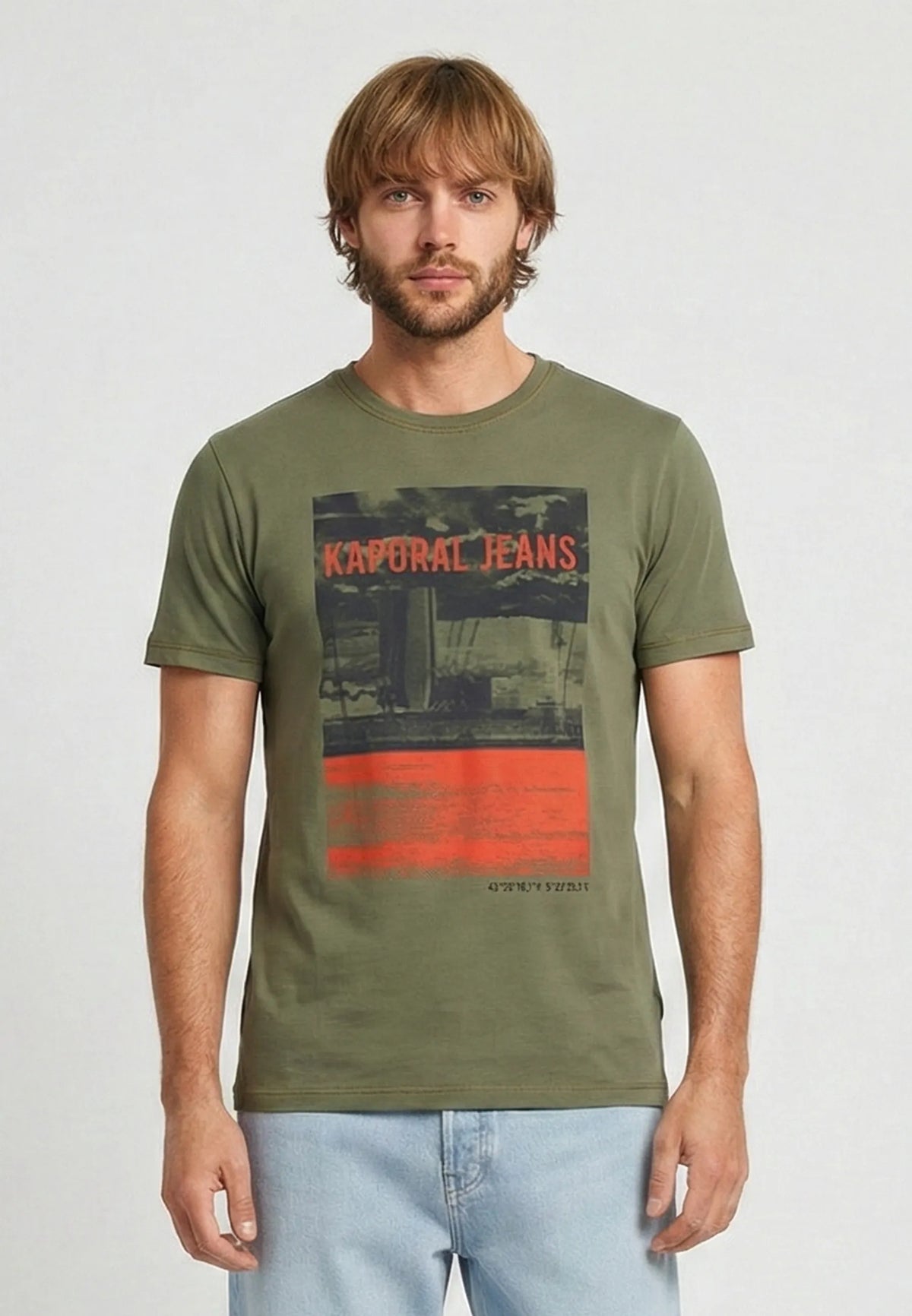 DOCK regular short-sleeve T-shirt khaki cotton