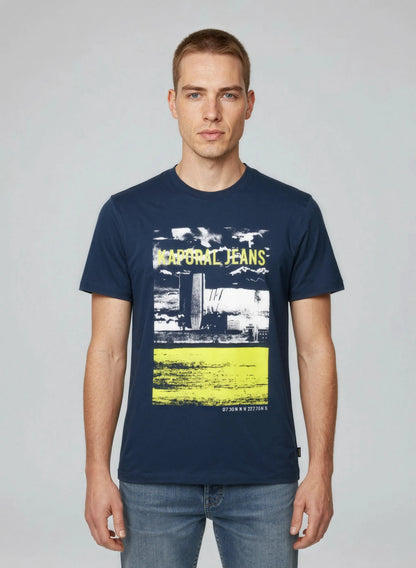 DOCK navy cotton regular short-sleeve T-shirt