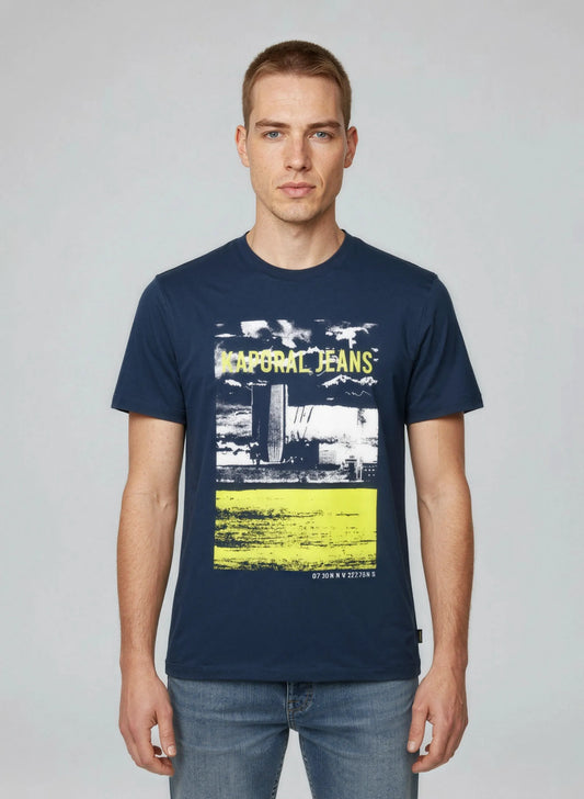 DOCK navy cotton regular short-sleeve T-shirt