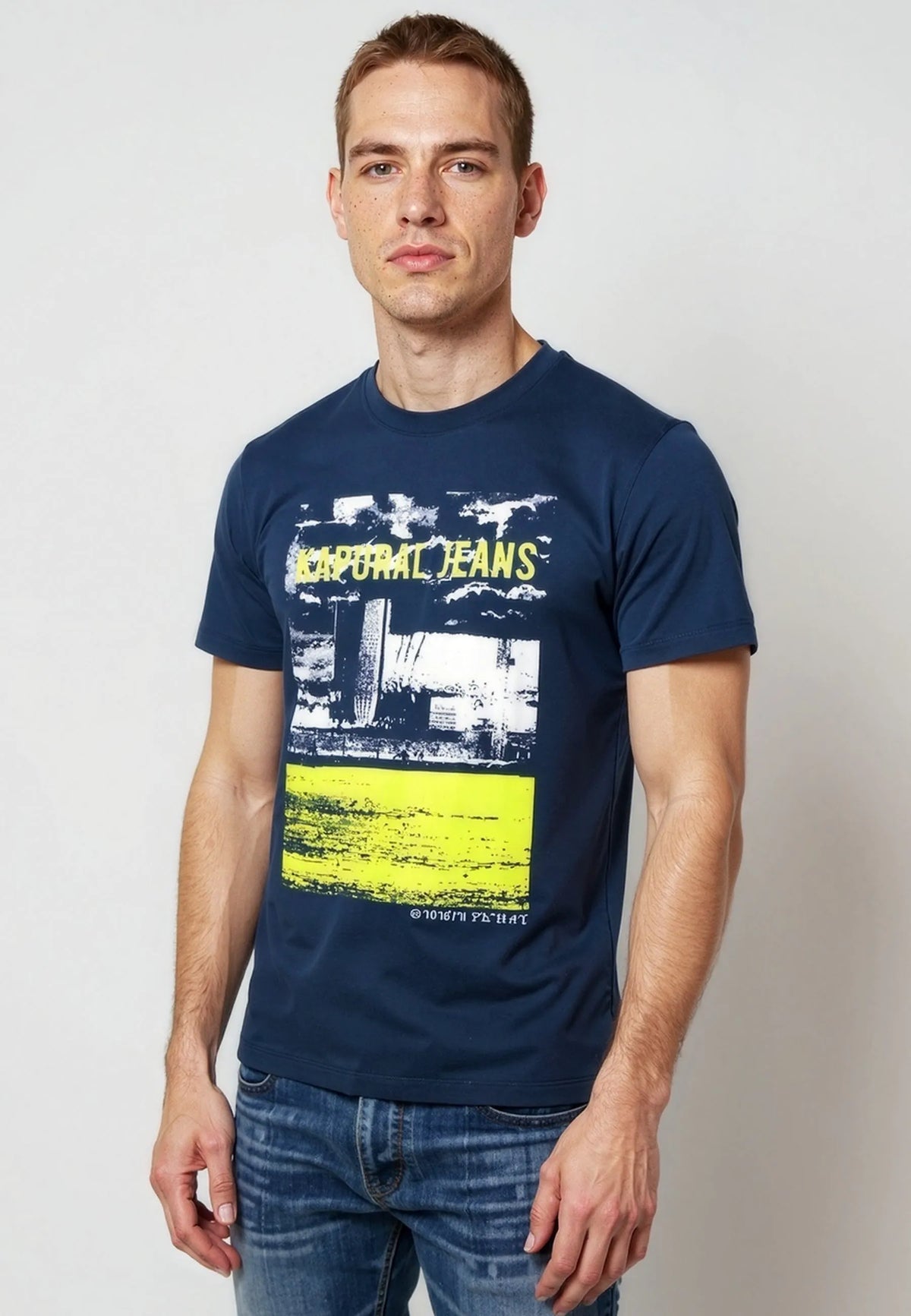 DOCK navy cotton regular short-sleeve T-shirt