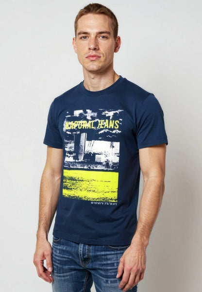DOCK navy cotton regular short-sleeve T-shirt
