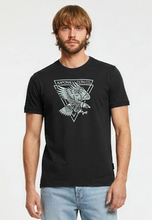 EAGLE black cotton regular short-sleeve T-shirt