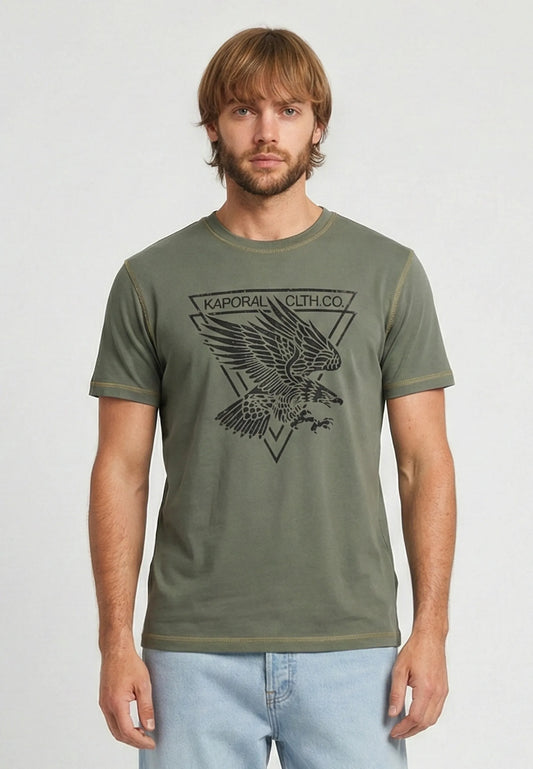 EAGLE regular short-sleeve T-shirt khaki cotton