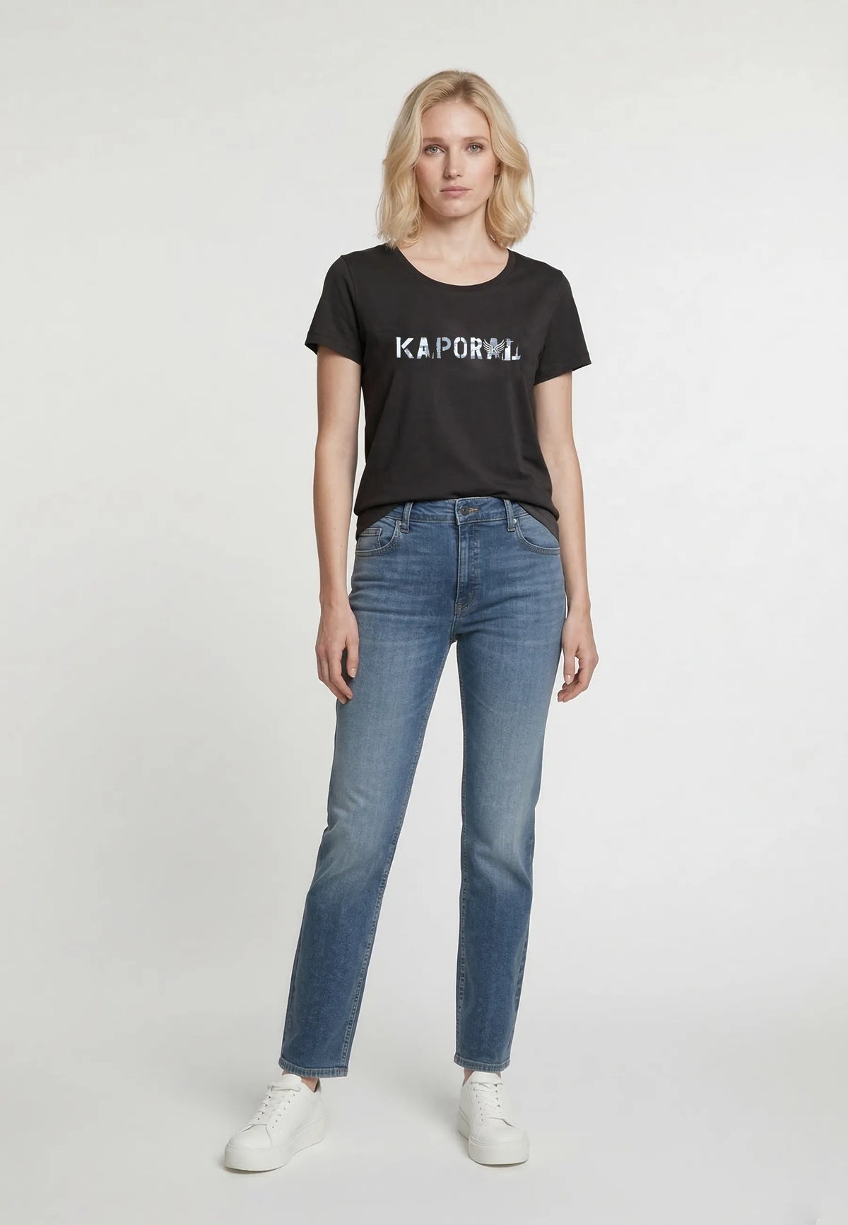 ENDA black stretch cotton slim short-sleeve T-shirt
