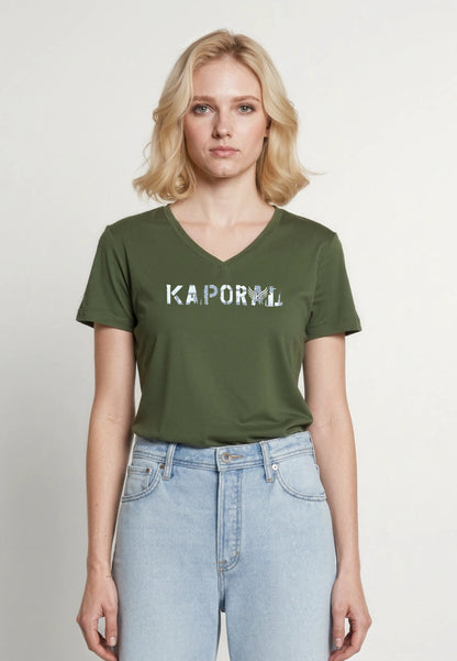 ENDA khaki stretch cotton slim short-sleeve T-shirt