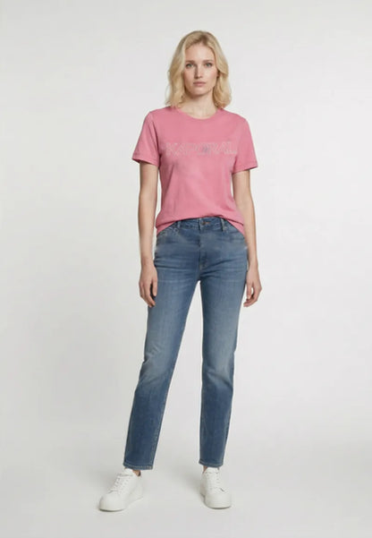 FARO slim short-sleeve T-shirt pink stretch cotton